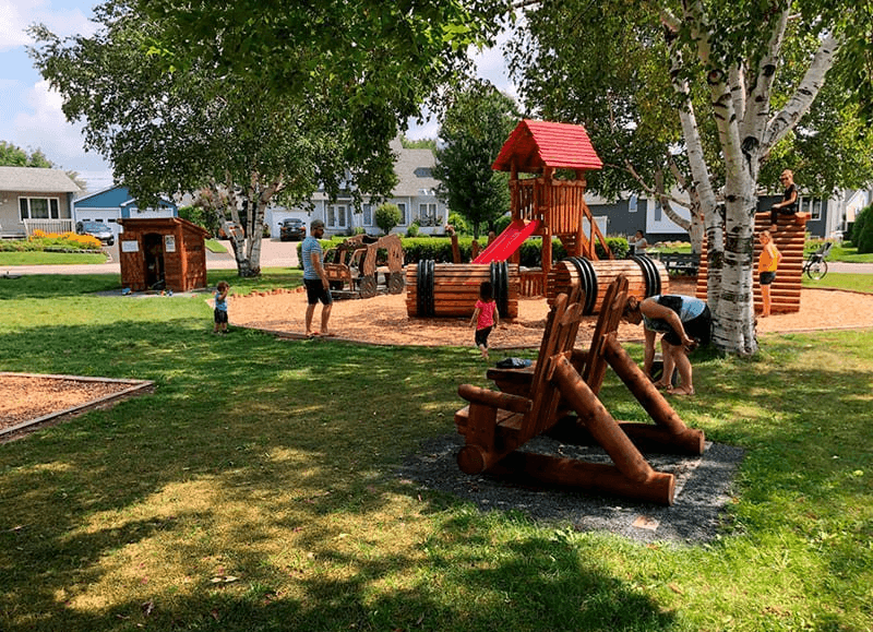 What materials are the playground equipment made of?