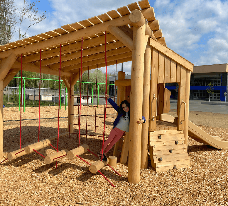 Natural wood playground installed by Westplay