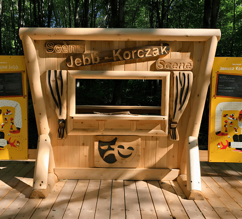 Wooden playground structure by Westplay